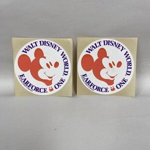 2 Walt Disney World Mickey Mouse 1986 Earforce One Hot Air Balloon Stickers RARE